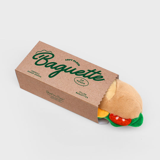 Plush Baguette Zip Pouch - Squishy sandwich zip-up case
