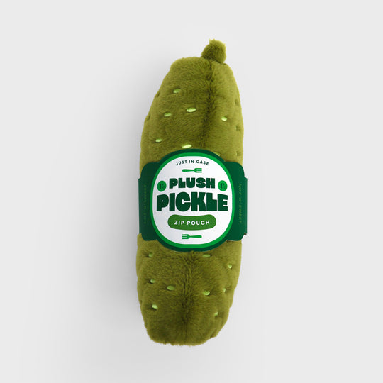 Plush Pickle Zip Pouch - Squishy gherkin zip-up case