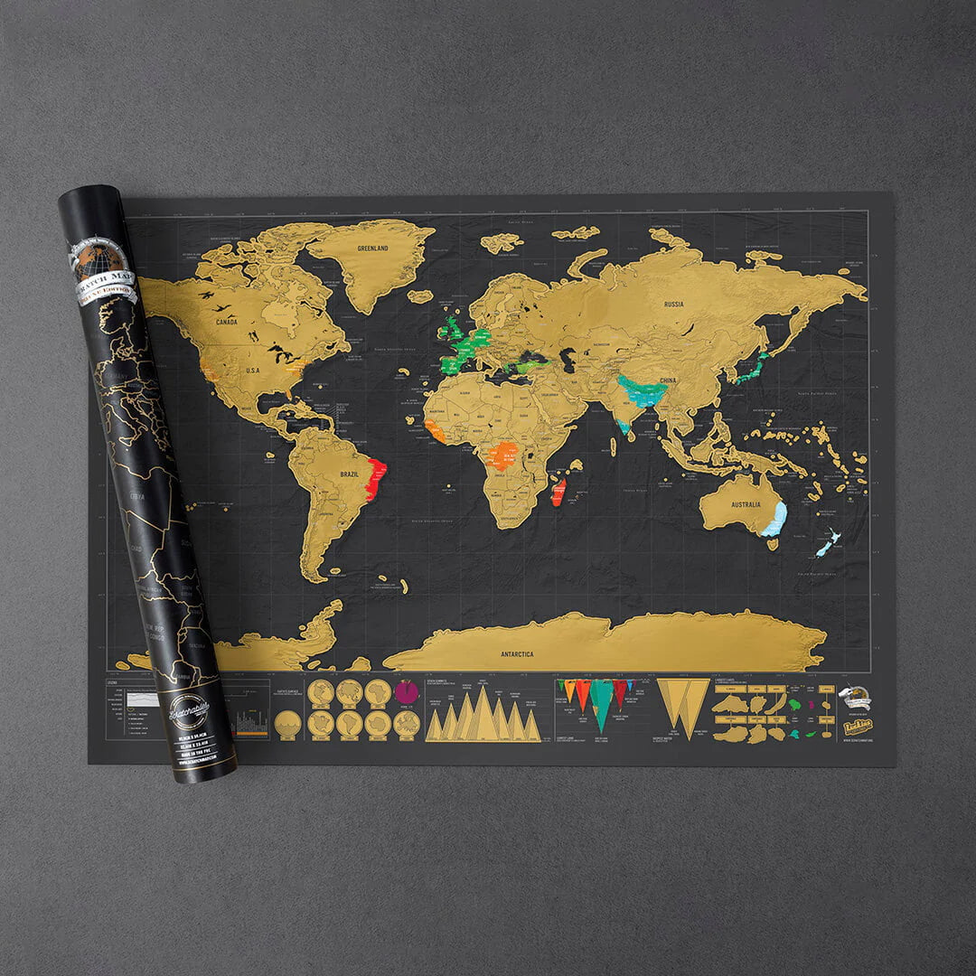 Luckies of London | Scratch Off World Map Deluxe | Travel Map To Track  Travels | World Map Wall Art For Room & Office Decor | Scratch Art For  Adults 