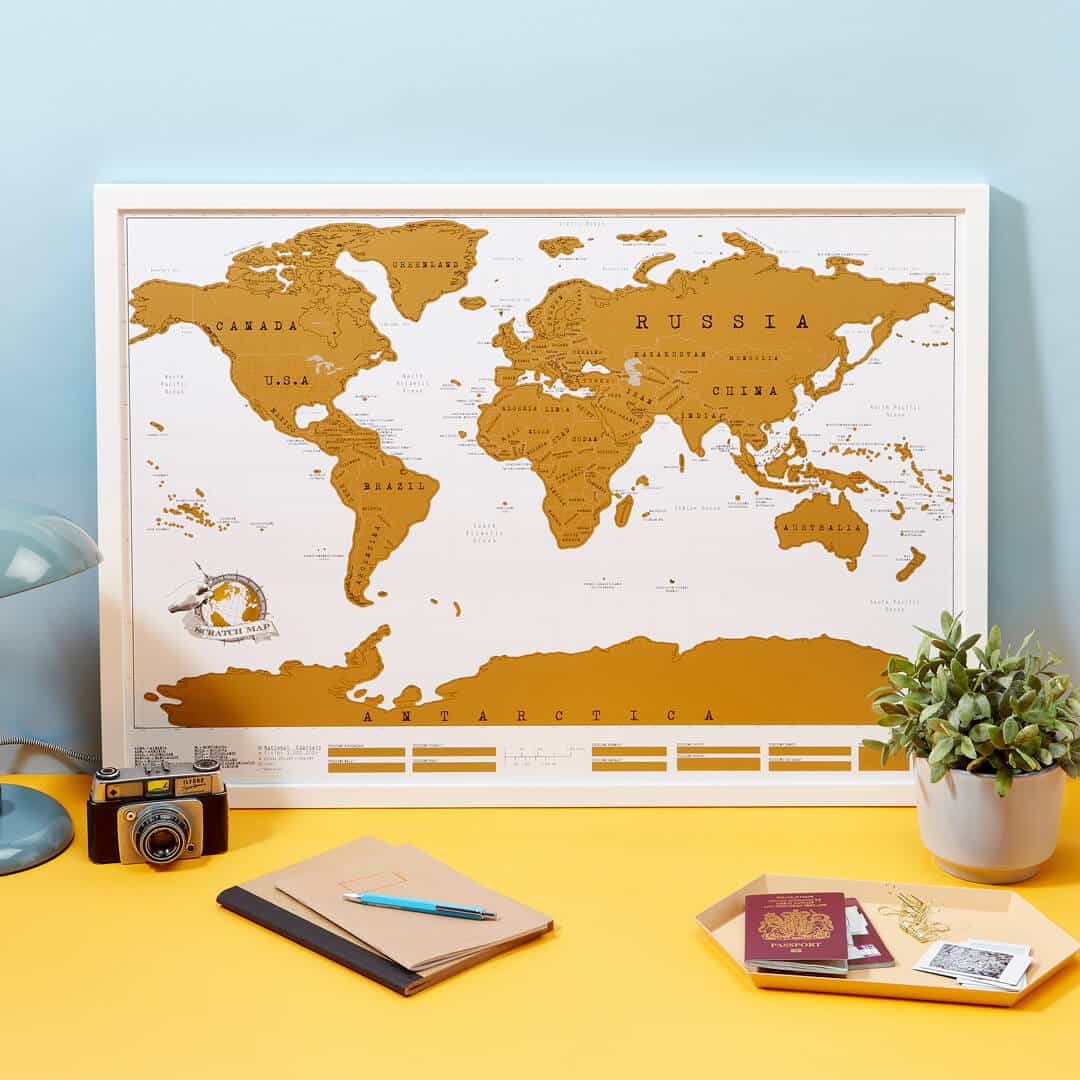 Deluxe Travel Edition Scratch Off World Map Poster Personalized Journal Log